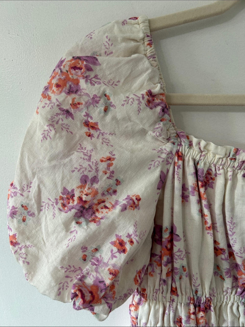 Dizzy Lizzy Dress Floral Puff-Sleeve Smocked Waist Ruffle Tier Hem Cottage Midi - Picture 15 of 16